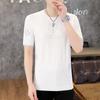 Camiseta de Punto a Rayas de Moda de Manga Corta para Hombre Verano 2024 Nuevo Cuello Redondo Suelta Casual Versátil Top Trendy