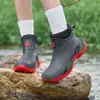 Transfronterizos Nuevos de Combinación Perfecta de Caña Corta para Amantes Mujeres Botas de Lluvia Moda Cuatro Estaciones Exteriores Hombres Botas de Lluvia Cálidas Antideslizantes Zapatos de Agua