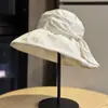 Sombrero de Sol de Estilo Coreano con Lazo de Ala Ancha para Mujer, Sombrero de Sol de Verano que Hace que la Cara Parezca Más Pequeña, Adecuado para Vacaciones, Protección Solar al Aire Libre, Ala Grande, Moderno