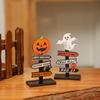 Suprimentos decorativos transfronteiriços para novos festivais de fantasmas Halloween Letras de abóbora Enfeites de madeira Enfeites de mesa fantasma em forma de árvore