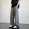Pantalones de Seda de Hielo para Niños Verano Delgados Dape Tubo Recto Sueltos Casuales Pantalones de Pierna Ancha Nuevos Pantalones de Vestir para Hombre