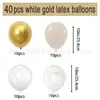 Conjunto de Balões Sand White White Metal Gold Transparente com 40 Peças para Aniversário Combinação Livre Pacote de Balões de Látex