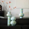 Conjunto de Vasos Cerâmicos Verde Claro Esmaltados em Nuvem de Jingdezhen, Vaso Cerâmico Estilo Wabi-Sabi, Decoração de Gabinete de Entrada de Hotel, Frete Grátis