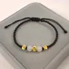 Pulsera Ojo de Gato de Nicho Cuerda Roja Este Año Cuentas Doradas de la Suerte Pulsera Tejida a Mano para Novia Pareja Joyería