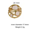 Anillo Abierto Ovalado Multicapa Estilo Europeo y Americano con Textura y Goteo de Aceite de Acero Inoxidable Chapado en Oro de 18K Antidesvanecimiento Anillo de Nicho de Exportación para Mujeres