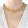 Colar da moda ins europeu e americano, duplo redondo, marca, retrato da Rainha, fecho de pressão, colar em camadas múltiplas, joia de personalidade feminina P747