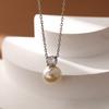 Colar Swarovski 616 Textura Cinza Pérola Princesa Diana, Corrente Única Swarovski Prata-Cinza Redonda para Clavícula