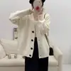 Casaco Cardigan de Tricô Espesso Estilo Coreano com Decote V 2026 Outono e Inverno Novo Estilo Solto Plus Size Elegante Versátil Suéter para Mulheres