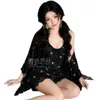 Pijama Sexy de Verano de Seda de Mariposa para Niña de Deseo Puro, Estilo Delgado con Almohadilla para el Busto, Camisón Estilo Deseo Puro A974