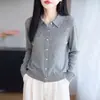 Colección nueva otoño/invierno 2026 transfronteriza: Cárdigan de lana de punto fino con cuello alto, de manga larga, para mujer, con diseño calado, color liso y corte holgado