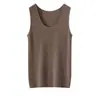 Camisola de Cachemira Bai Cai Rong Estilo Nuevo Primavera y Verano para Mujer Cuello Redondo Moda Ajuste Delgado Tejido Sin Mangas Chaleco Capa Interior Adelgazante