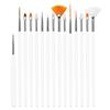 Conjunto de Pincéis Personalizados de 15 Ferramentas de Pintura para Manicure Cabo de Plástico Multifuncional Caneta Gancho Conjunto de Ferramentas de Pincéis para Manicure