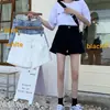 Novedad Verano 2022 Estilo Coreano Shorts de Mezclilla Enrollables para Mujer Cintura Alta Casual Sueltos Versátiles de Pierna Ancha Pantalones Cortos Ajustados para Mujer