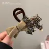 Accesorio para el cabello de pinza de tiburón marrón, de bajo volumen, esponjoso, para peinado semi-recogido, pinza grande de oso para el cabello, pinza de garra con orejas de gato y borla elegante para mujer