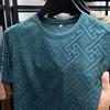 Ventas Directas de Fábrica Verano Seda de Hielo Talla Grande Camiseta de Manga Corta para Hombre Fresca Transpirable Cuello Redondo de Alta Gama Top Fresco de Media Manga