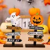 Suministros de Decoración de Halloween Transfronterizos Artesanías de Madera Letras de Calabaza Colgantes de Madera Forma de Árbol Fantasma Mesa Al Por Mayor