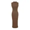 Ins ropa de mujer al por mayor estilo europeo y americano transfronteriza sexy cuello redondo pequeño alta elasticidad tejido acanalado ceñidor de cintura abertura falda larga