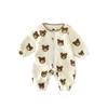 Traje de Ropa para el Hogar de Vellón Coral para Bebé Niño y Niña Mono Lindo de Oso de Dibujos Animados Pijamas Cálidos 95063