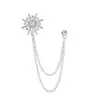 Novedoso Diseño Accesorios de Moda: Broche de Cadena de Estrella de Ocho Puntas Incrustada con Diamantes para Hombre, Broche Sencillo y de Alta Gama para Traje