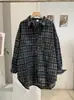 KEKEZOON Camisa de Mezclilla Larga de Manga Larga Holgada de Longitud Media con Cuello Solapa Moda Vintage Top 9023