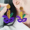 Aretes Personalizados de Corona de Carnaval Aretes de Máscara de Estrella Aretes Acrílicos Estampados Aretes para Mujer