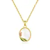 Colar de Prata Esterlina S925 para Mulheres, Novo Estilo Chinês Tulipa Pingente de Ágata Esmaltada de Alta Qualidade, Atacado de Joias Direto da Fábrica
