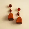 Pendientes de Corazón de Madera Color Café Transfronterizos Europeos y Americanos, Pendientes Estilo Retro Maillard, Pendientes de Diseño de Nicho para Mujer