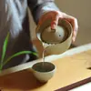 Tetera de Cerámica Rústica y Dos Tazas Set de Té Portátil para Viajes Montado en Coche Set de Té de Cerámica Kung Fu Tazas de Té Tetera