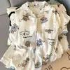 Pijama Cartoon Cachorrinho Fofo Tamanho Grande para Mulheres Primavera e Outono Calça de Manga Comprida Roupas de Casa Fofas para Estudantes Fabricante Estoque Pronto