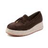 Zapatos de Mujer de Cuero Genuino con Borlas, Punta Redonda, Suela Gruesa, Estilo Nuevo Otoño 2025, Alpargatas Retro para Personas Bajitas