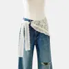 Cinto de renda estilo francês, lenço triangular, modelador de cintura, lenço de quadril feminino, usado com saia ou jeans, lenço de cabeça, lenço de seda