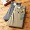 Pantalones Casuales de Poliéster tipo Lino de Lujo para Hombre, Cintura Media, Delgados de Verano Nuevo Estilo, Transpirables, Anti-Arrugas, Elásticos de Pierna Recta para Hombre