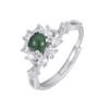 Anillo de Moda Estilo Europeo y Americano Transfronterizo Plata de Ley s925 Incrustado con Esmeralda Natural Anillo de Esmeralda para Mujer Lujo Ligero Versátil