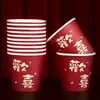 Copa de Vino Mini Pequeña Engrosada para Boda Copa Pequeña Roja Taza Desechable de Papel para Boda Té Brindis Metabo