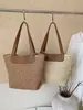 Bolsa de mão de palha transfronteiriça de grande capacidade, nova bolsa tote outono 2026, bolsa de ombro simples para férias na praia no litoral