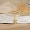 Colar para Mulheres, Flor de Zircônia Bauhinia Giratória da Moda Nicho Moda Novo Design Pingente Titânio Aço Colar de Temperamento