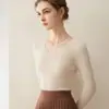 Suéter de punto 100% cachemir puro con cuello en V, corte ajustado, para mujer, nuevo suéter básico de manga larga para otoño e invierno, estilo suave, jersey
