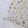 Adesivos de Unha Populares Fofos em Relevo 3D, Decalques Divertidos para Unhas, Porta-Canetas Cachorro Pudim, Decorações para Unhas de Câmera de Celular