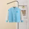 Jaqueta Baseball Infantil Outono Novo Manga Patchwork Cardigan Casual Estilo Coreano Meninos Roupas de Outono Fofas Meninas Jaqueta