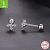 Pendientes de Plata de Ley S925 Yinziyun con Cruz de Moissanita Starlight, Sencillos y Versátiles para el Uso Diario, Pendientes Pequeños de Rosca Mini