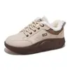 Tênis de Pelúcia de Inverno Feminino 2025 Versão Coreana Versátil Sola Grossa Quente Sapatos de Algodão Sapatos de Pai