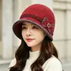 Moda de invierno gorro de lana grueso y cálido con forro polar para ancianos para mujeres, mamá, sombrero para mediana edad y ancianos