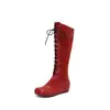 Dropshipping de AliExpress: Botas de moda de otoño e invierno con punta redonda que aumentan la altura, botas altas de talla grande para mujer 15-5