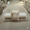 Silla de Respaldo de Peine Blanco de Madera Maciza Sillón Silla de Media Luna Silla de Respaldo de Libro de Roble Silla Begonia Madera de Rejilla Juego Completo Blanco