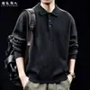 Estilo Minimalista de Viaje Old Money Punto de Algodón Puro Cuello Alto Suéter Pulóver Holgado para Hombre Otoño Invierno Suéter Cálido Negro