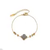 Entrada Francesa Contas de Transferência de Luxo Trevo de Quatro Folhas Pulseira de Aço Titânio Moda Feminina para o Trabalho Seis Contas Joias de Alto Padrão Novo Estilo