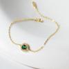 Pulseira Redonda Nalan Prata de Lei S925 Esmeralda Diamante Elegante Nicho Estilo Retrô Joia de Mão para Mulheres S6309