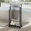 Toallero de pie de múltiples capas, estante móvil para almacenamiento de toallas de baño en el dormitorio, perchero multifuncional para almacenamiento de toallas en el baño del hogar