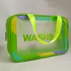 Bolsa de Cosméticos Transparente com Borda Colorida Fosca Personalizada, Simples, Portátil, À Prova d'Água, Necessaire, Cosméticos de Viagem, Armazenamento de Grande Capacidade