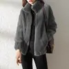 Abrigo de invierno para mujer, engrosado con forro polar, forro polar de coral de doble cara, cuello alto, sudadera cálida, cárdigan elegante, top de forro polar con cremallera